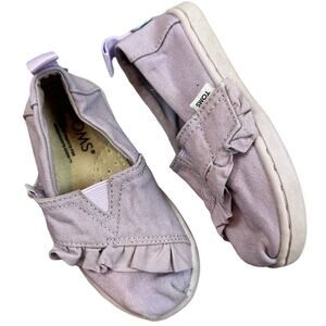 Tiny Toms Purple Ruffle Slip On Sneakers Baby Toddler Girls 7 Shoes
